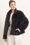 Faux Fur Jacket- Black