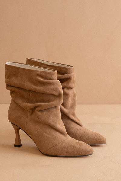 The Gina Slouch Heel Fall Bootie: LATTE
