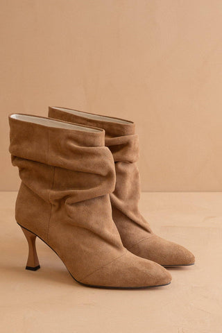 The Gina Slouch Heel Fall Bootie: LATTE