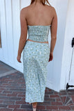 April Floral Lace Trim Top - Sage/White