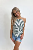 Cream & Green Stripe Top - FINAL SALE