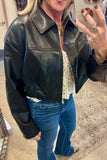 Telluride Leather Cropped Jacket Black