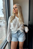 Addison Frayed Hem Denim Shorts Light