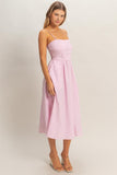 Hamptons Stripe Midi Dress- Pink