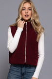 Corduroy Puffer Vest- Wine