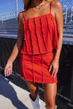 Spirit Denim Mini Skirt Red