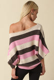 Katie Stripe Dolman Sweater- Pink