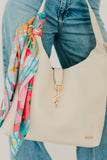 Haddie Hobo Vegan Leather Tote: Cream