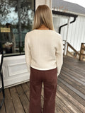 Cozy Knit Tie Sweater Cream