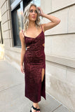 Sequin Cutout Dress Wine- FINAL SALE