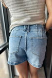 Mel Button Denim Shorts Blue