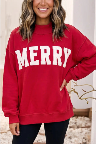 Merry Mock Neck Sweatshirt - Red