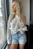 Addison Frayed Hem Denim Shorts Light