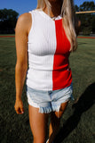 Game Day Ribbed Top White/Red