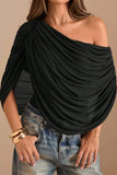 Draped Sheer Bodysuit- Black
