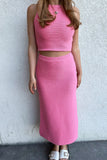 Mollie Crop Sweater Top Pink