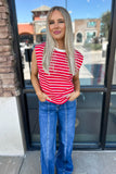 Cherry Red Stripe Tank Top