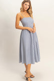 Hamptons Stripe Midi Dress- Navy