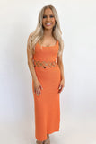 Sunset Orange Crochet Midi Dress