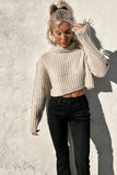 Aurora Crop Turtleneck Sweater Flax- FINAL SALE