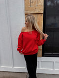 Evelyn One Shoulder Crew Red