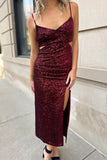Sequin Cutout Dress Wine- FINAL SALE
