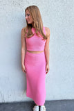 Mollie Crop Sweater Top Pink