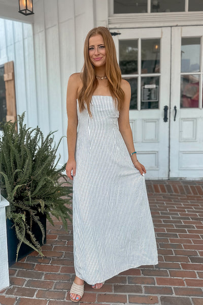 Hampton Stripe Maxi Dress Ivory