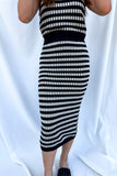 Augusta Knit Maxi Skirt Black/Cream