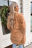 Tiered Faux Fur Coat Camel