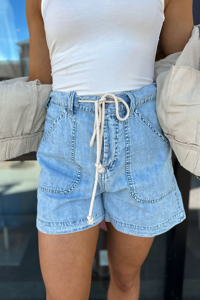 Charleston Drawstring Denim Shorts