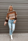 Fall Feels Crop Sweater Taupe Multicolor- FINAL SALE