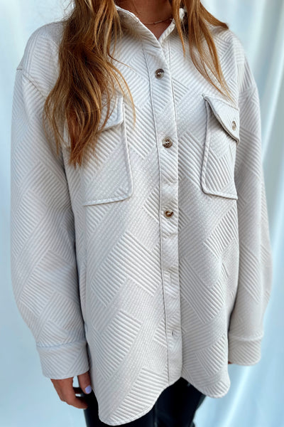 Kaelie Quilted Button Up Jacket Sand FINAL SALE