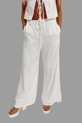 In The Clouds Linen Pants White