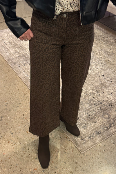Wren Wide Leg Crop Jean Leopard