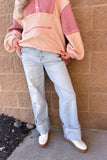 California High Rise Wide Cuffed Jeans