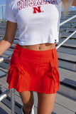 Rally Pleated Mini Skirt Washed Red