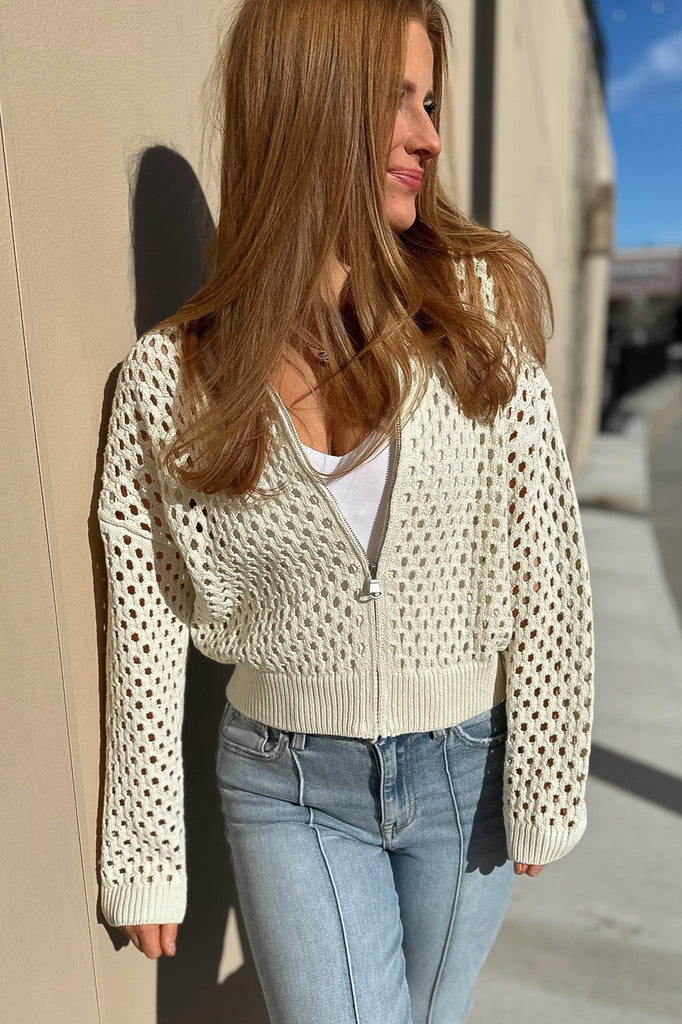 Cloud Nine Crochet Zip Up Natural
