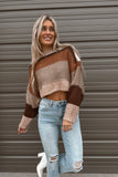 Fall Feels Crop Sweater Taupe Multicolor- FINAL SALE