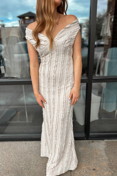 Dreams Off Shoulder Maxi Dress Sand