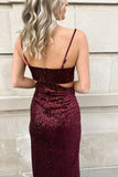 Sequin Cutout Dress Wine- FINAL SALE