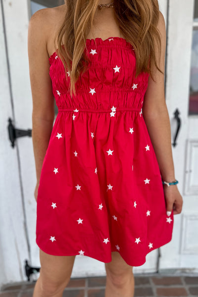 Stars Mini Dress Red