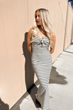 Monaco Stripe Halter Knit Dress Black/Ivory