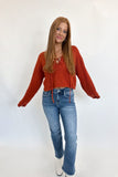 Rust Lace Up Sweater- FINAL SALE