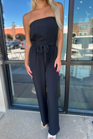 Laguna Strapless Tie Jumpsuit Black
