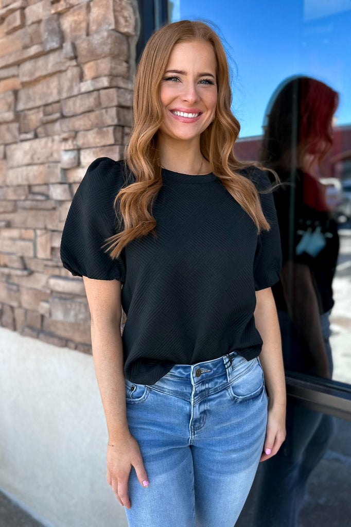 Jacqueline Puff Sleeve Top Black