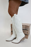 Inlay Western Boot White FINAL SALE