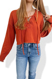 Rust Lace Up Sweater- FINAL SALE