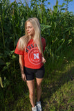 Huskers Patch Crop Tee Red
