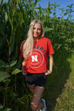 Huskers Patch Crop Tee Red